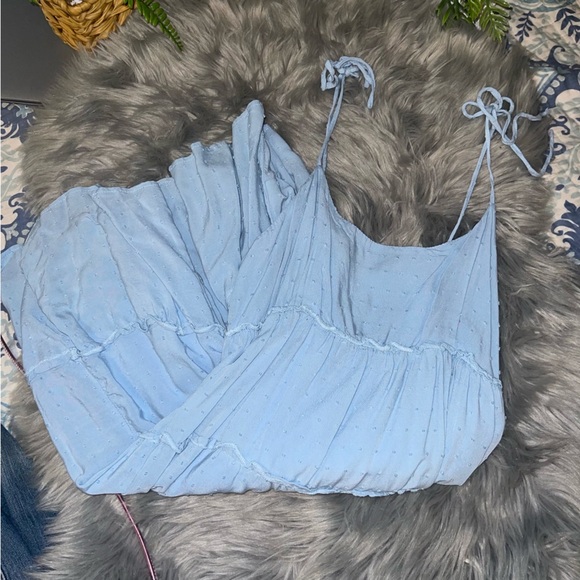 Chic Light Blue Ruffle Mini Dress - Picture 9 of 12